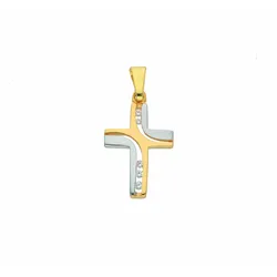 Kreuzkette ADELIA ́S "schmuck, damen schmuck, für sie, hochwertig, preiswert, günstig", gold, Halsketten, Damen, Gelbgold 585-Gold, Gelbgold 585, Gold, Schmuckset mit bis 45 cm stufenlos verstellbarer 925 Silber Halskette