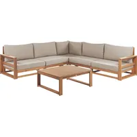 Beliani Lounge Set Hellbraun Zertifiziertes Akazienholz Auflagen Taupe 5-Sitzer