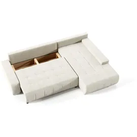 Fun Möbel Ecksofa Sofa mit Schlaffunktion VOGAR Stoff Monolith Honiggelb Ottomane Rechts - Gelb