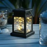 MARELIDA LED Solar Mini Laternen - 20 warmweiße LED - Dämmerungssensor - H: 12,5cm - schwarz - 2er Set