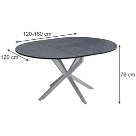 Vicco Loyd 120 x 76,3 x 120 cm ausziehbar Anthrazit/Grau