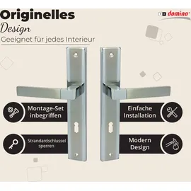 Domino Türgriff 72 Drückergarnitur BB-Buntbart Edelstahl Chrom/Nickel