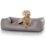 Knuffelwuff Hundebett XXL Kunstleder Hundekorb Hundesofa Hundekissen Hundekörbchen waschbar Milan, 120 x 85cm, grau