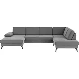 sit&more Wohnlandschaft »Morris U-Form, inkl. Sitztiefenverstellung«, wahlweise mit Armteilverstellung, Bettfunktion & Bettkasten grau
