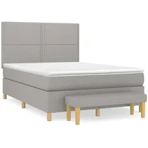 vidaXL Boxspringbett mit Matratze Hellgrau 140x200 cm Stoff vidaXL