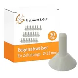 PRO PLUS 30x Regenschutzkappen aus Kunststoff, Regenabweiser für Zeltstange Ø 33 mm, verhindert Wasseransammlungen Länge 44 mm