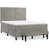 vidaXL Boxspringbett mit Matratze Hellgrau 140x200 cm Samt1350665