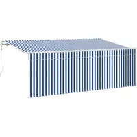 VidaXL Einziehbare Markise Blau und weiß 400 x 200