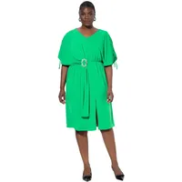 Ulla Popken Midikleid Drapiert Grün 42/44
