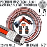 Deinschlauch24 Garditech JetSet Gartenschlauch 1/2" 13 mm Premium Garten Wasser Schlauch SET ATS grau inkl. Armaturen 5-teilig