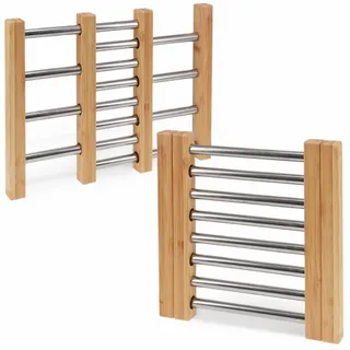 MIK funshopping Untersetzer Topfuntersetzer aus organischem Bambus für Küche, Esstisch, Gartentisch (ausziehbar 21.5x22cm - 35.5x22cm)