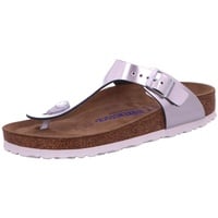 Birkenstock Classic Damen Gizeh Leder Zehentrenner, Silber (Metallic Silver), 35 EU (schmal) - 35 EU Schmal