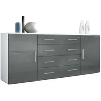 Vladon Sideboard, Grau, 166x72x35 cm, Wohnzimmer, Kommoden & Sideboards,