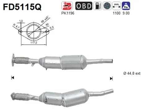 AS Ruß-/Partikelfilter, Abgasanlage fd5115q für DACIA