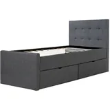 Homestyle4u Doppelbett 90x200 Polsterbett in Grau 1980