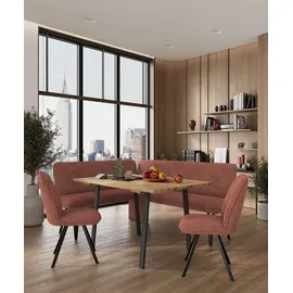 Home Affaire Eckbank HOME AFFAIRE "Mily Küchenbank, Polsterbank, Esszimmerbank, 205x164 cm", braun (chili oil, schwarz), B:205cm H:89cm T:164cm, Holzwerkstoff, Metall, Polyester, Sitzbänke, Eckbank, Moderne Bank und Farben, Sitzplatzanzahl: 5, Frei in Raum stellbar