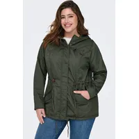 ONLY CARMAKOMA Parka ONLY CARMAKOMA "CARLORCA SPRING CANVAS PARKA OTW NOOS", Damen, Gr. M, grün (kambaba), Canvas, Obermaterial: 80% Polyester, 20% Baumwolle, unifarben, regular fit, Jacken Parka