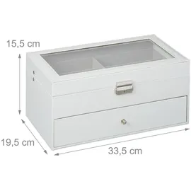 Relaxdays Brillenbox weiß 33,5 x 19,5 x 15,5 cm