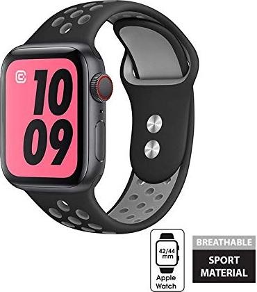 Crong Duo-Sportarmband - Apple Watch-Armband 42/44 mm (grau, Sportuhr + Smartwatch Armband, Grau, Schwarz