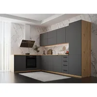 Winkelküche, Grau, Holz, Nachbildung, L-Form,Formgebogen, 330x212x210 cm, Küchen, Eckküchen, Eckküchen ohne Geräte