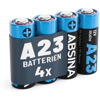 ABSINA 4X Batterie A23 für Garagentoröffner und vieles mehr - 23A 12V Batterie Alkaline auslaufsicher & mit Langer Haltbarkeit - A23S 12V Batterie, 12V 23A Batterie, L1028 23A 12V Battery, V23GA