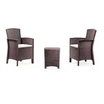 Dmora Lounge-Set für den Außenbereich Dfre, Gartenset mit Kissen, Lounge-Set für den Innenbereich in Rattan-Optik, 100 % Made in Italy, Braun - Braun