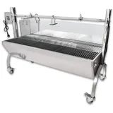 Beeketal 'BSGW-150H' Profi Spanferkelgrill mit Windschutz, mobiler Spießgrill mit Grillmotor und höhenverstellbarem Drehspieß, stabile Edelstahl Konstruktion mit 4 bremsbaren 360° Grad Rollen