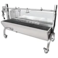 Beeketal 'BSGW-150H' Profi Spanferkelgrill mit Windschutz, mobiler Spießgrill mit Grillmotor und höhenverstellbarem Drehspieß, stabile Edelstahl Konstruktion mit 4 bremsbaren 360° Grad Rollen