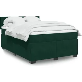 vidaXL Boxspringbett 140 x 200 cm Dunkelgrün