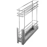 Stolmet Schrankauszug Mini Schrankkorb mit Vollauszug Ausziehbare Küchenschublade mit Soft Close System Korbauszug Küchenschrank Schrank mit Außenbreite 15cm 2 Ablagen 480x545x100mm Chrom Glänzend