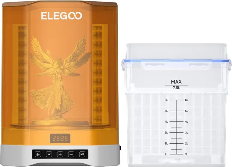 Elegoo Mercury Plus 3.0 Wasch- und Aushärtungsstation, 2-in-1, 7.5 L, kompatibel mit Mars Saturn Photon Halot MSLA LCD DLP 3D-Druckern, Waschgröße 230 x 135 x 260 mm3
