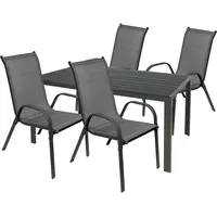 Mojawo Gartengarnitur Sitzgarnitur 5-teilig 180x90cm Aluminium Non-Wood