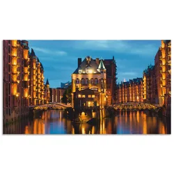 Artland Küchenrückwand »Teil der alten Speicherstadt in Hamburg«, (1 tlg.), Alu Spritzschutz mit Klebeband, einfache Montage Artland blau