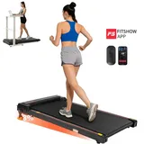 Vankel Laufband für Zuhause, mit Steigung 8%, Walking Pad, 1–6 km/h, bis 120 kg (Fernbedienung), mit verstellbarer Neigung, LED-Display, App, Bluetooth, WLAN schwarz