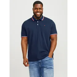 Poloshirt "Paulus Polo", Herren, Gr. XXL, blau (navy), Piqué, Obermaterial: 100% Baumwolle, JACK & JONES PLUSSIZE, unifarben, normal normal, gerader Abschluss kontrastfarben, Shirts, bis Größe 6XL