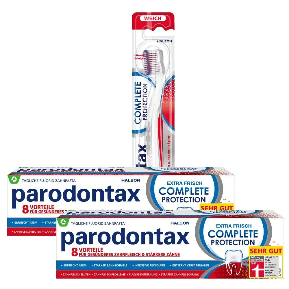 2 x parodontax® Complete Protection 75 ml + paradontax® Complete Protection Zahnbürste weich