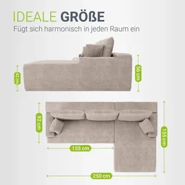 Juskys Eckcouch Cord 3-Sitzer Taupe