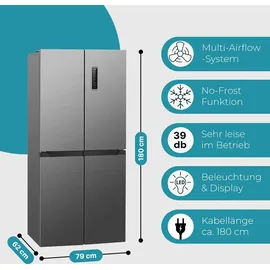 Bomann KG 7358 IX-LOOK CD NF 180cm inox Kühlgefrierkombination (D, 210 kWh, 1800 mm hoch, Inox)