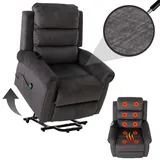 MCW Fernsehsessel MCW-K63 Chenille 220 g/m2 75 x 100 x 90 cm Dunkelgrau mit Liegefunktion und Massage