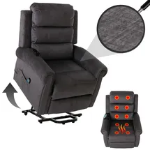 MCW Fernsehsessel MCW-K63 Chenille 220 g/m2 75 x 100 x 90 cm Dunkelgrau mit Liegefunktion und Massage