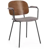 Esszimmerstuhl Sienna aus Stoff, skandinavischer Stil, grau, gepolstert, Metallgestell