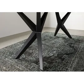 MASSIVMOEBEL24.DE Esstisch Akazie 140x90x76 grau lackiert Beine anthrazit matt SWISS EDGE #08