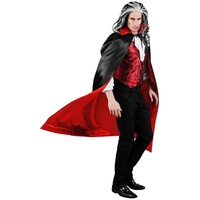 Boland Kostüm Vampir Cape schwarz-rot, Zweiseitiger Vampirumhang für doppelten Verkleidungsspaß schwarz