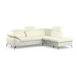sit&more Ecksofa SIT & MORE "Cabrio L-Form, B: 274 cm, mit Sitztiefen-, Arm- & Kopfteilverstellung", weiß (altweiß), B:274cm H:87cm T:230cm, Sofas, Ecksofa, 3 Nierenkissen, Federkern, optional Bettfunktion und Stauraum