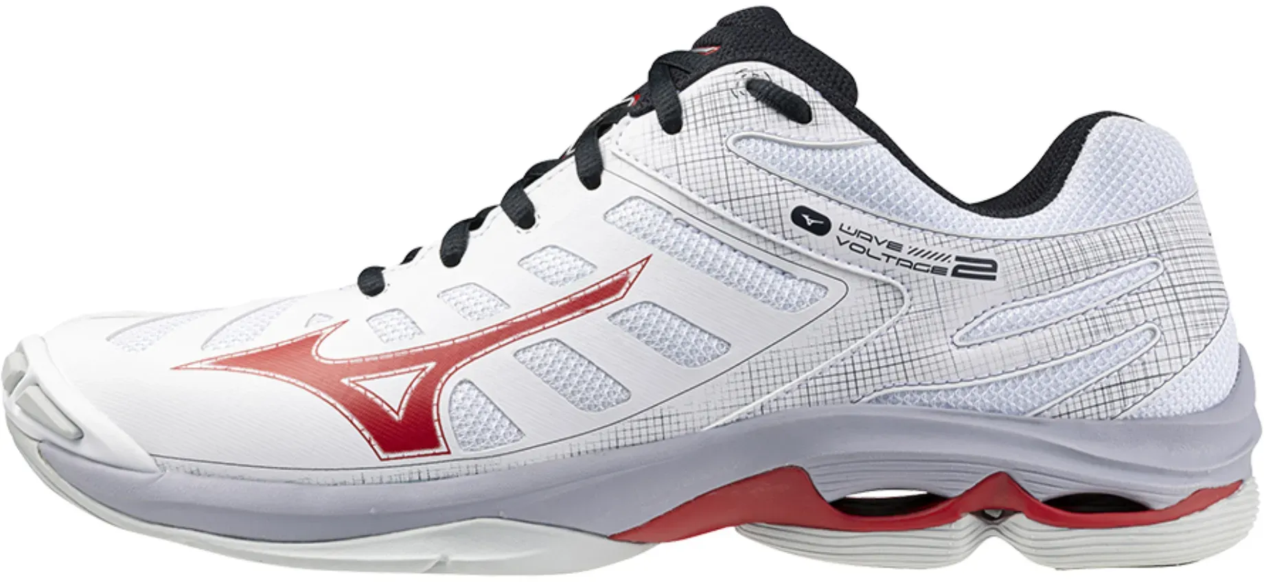 Mizuno WAVE VOLTAGE 2 - Unisex Volleyballschuh - White/Salsa/Black - 9