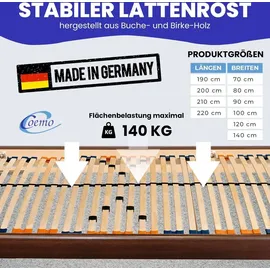 Coemo Lattenrost MULTIRA 28 Federleisten Kopfteil verstellbar 90 x 200 cm