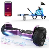 RCB Balance Scooter Kart Set, 8,5'' Off-Road SUV Hoverboard mit Sitz, Go-Kart, APP, Bluetooth blau|lila