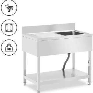 Royal Catering Spültisch - 1 Becken - Edelstahl - 100 x 60 x 97 cm -