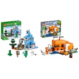 LEGO 21243 Minecraft Die Vereisten Gipfel, Set mit Steve-, Creeper- und Ziegen-Figuren & 21178 Minecraft Die Fuchs-Lodge, Spielzeug für Jungen und Mädchen