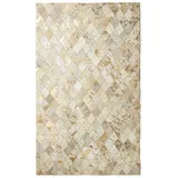 Homescapes Patchwork-Teppich, Leder, Rautenmuster, 90/150 cm,